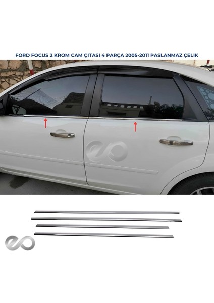 Ford Focus 2 Hb Krom Cam Çıtası 4 Prç. 2005-2011 Paslanmaz Çelik