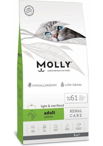 Kısırlaştırılmış Yetişkin Kedi Maması Somonlu 2kg Mollykısır