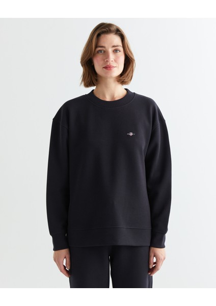 Kadın Siyah Oversize Fit Bisiklet Yaka Sweatshirt 42524314T.5