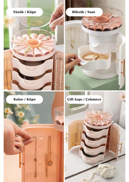 Luna Çekmeceli Kapaklı Askılı Takı Düzenleyici Mücevherat Bijuteri Aksesuar Organizer fiyatları