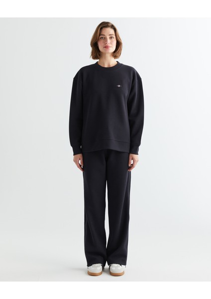 Kadın Siyah Oversize Fit Bisiklet Yaka Sweatshirt 42524314T.5