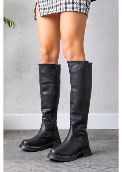 Kadın 1.sınıf Suni Deri Topuklu Çizme Tay Tüylü LEO2651