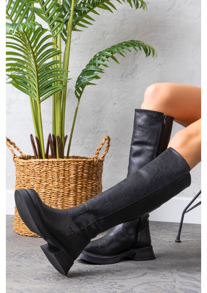 Kadın 1.sınıf Suni Deri Topuklu Çizme Tay Tüylü LEO2651 fiyatları