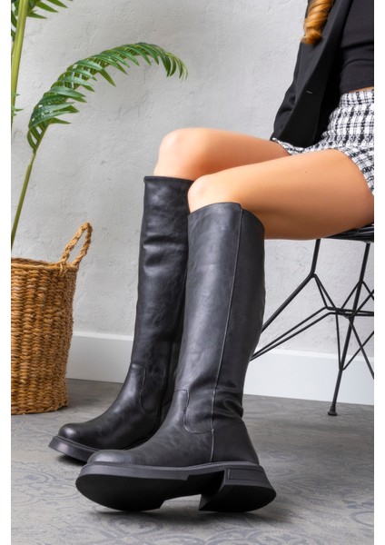 Kadın 1.sınıf Suni Deri Topuklu Çizme Tay Tüylü LEO2651 modelleri