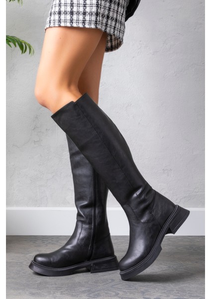 Kadın 1.sınıf Suni Deri Topuklu Çizme Tay Tüylü LEO2651 indirimleri