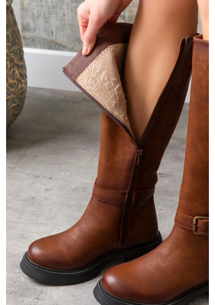 Kadın 1.sınıf Suni Deri Topuklu Çizme Tay Tüylü LEO2650 fiyatları