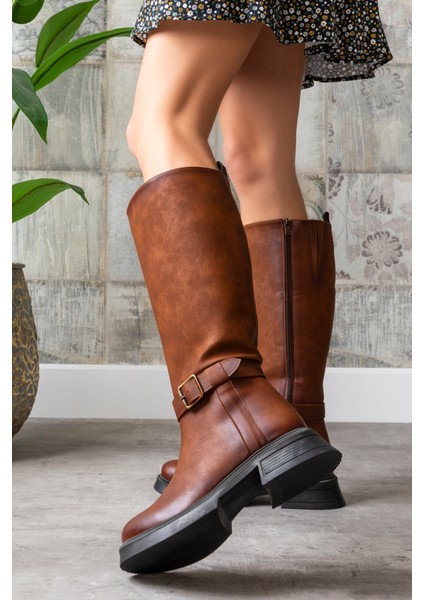 Kadın 1.sınıf Suni Deri Topuklu Çizme Tay Tüylü LEO2650 modelleri