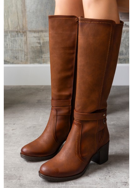 Kadın 1.sınıf Suni Deri Topuklu Çizme Tay Tüylü LEO2112 fırsatları