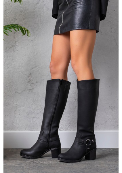 Kadın 1.sınıf Suni Deri Topuklu Çizme Tay Tüylü LEO2113 fiyatları