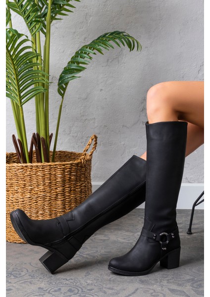 Kadın 1.sınıf Suni Deri Topuklu Çizme Tay Tüylü LEO2113 modelleri