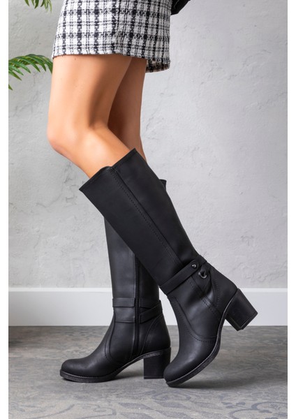 Kadın 1.sınıf Suni Deri Topuklu Çizme Tay Tüylü LEO2112 modelleri