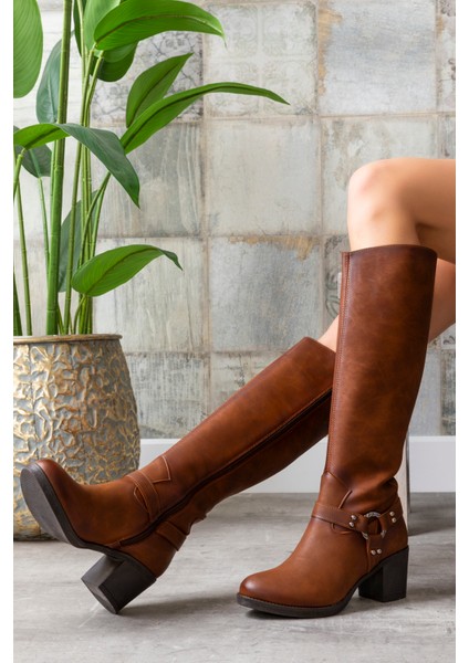 Kadın 1.sınıf Suni Deri Topuklu Çizme Tay Tüylü LEO2113 fiyatları