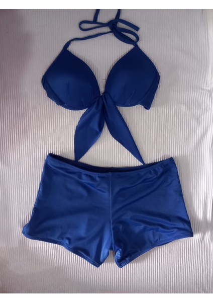 Mavi Şortlu Bikini Takımı