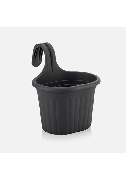 Tombik Saksı Askılı Balkon Saksısı 3 Litre Antrasit