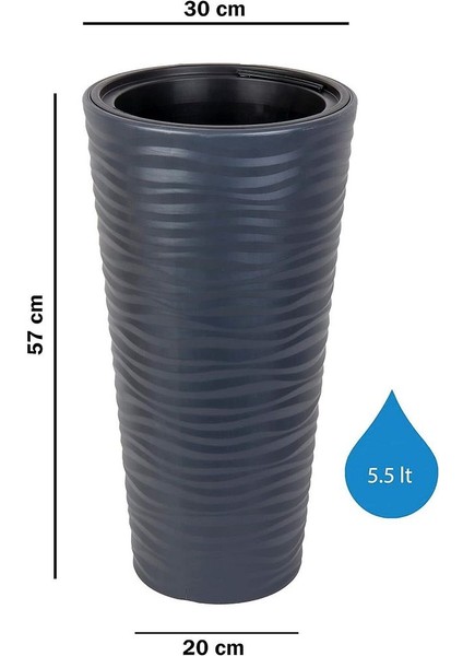 Kvt1 Kumsal Vazo Saksı No: 1 30 Cm 5,5 Litre Antrasit fiyatları