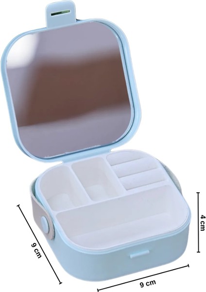 Pearl Aynalı Çanta Içi Mini Makyaj Organizer Seyahat Tipi Takı Düzenleyici Kutu (9 x 9 x 4 cm) fiyatları
