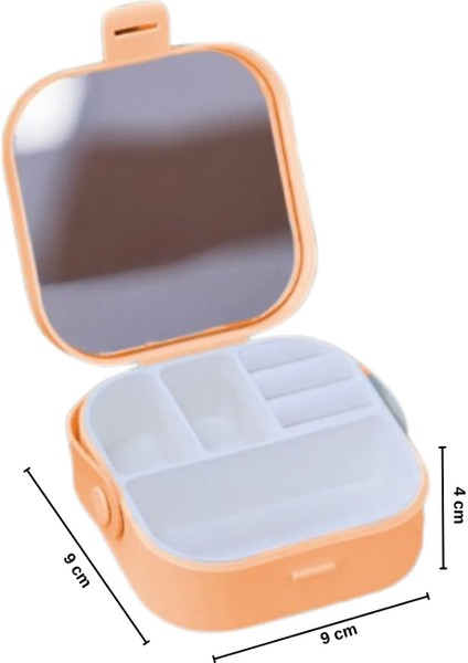 Pearl Aynalı Çanta Içi Mini Makyaj Organizer Seyahat Tipi Takı Düzenleyici Kutu (9 x 9 x 4 cm) fiyatları
