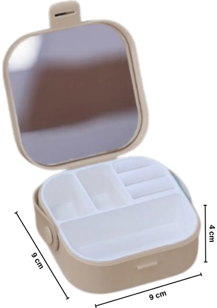 Pearl Aynalı Çanta Içi Mini Makyaj Organizer Seyahat Tipi Takı Düzenleyici Kutu (9 x 9 x 4 cm) modelleri