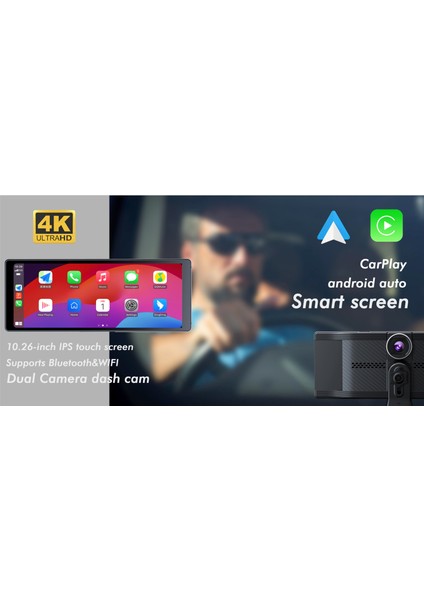Idragon® Araç Kamerası C1 Carplay & Android Auto, Ön & Arka Kameralı Torpido Üstü Araç Multimedya fırsatları