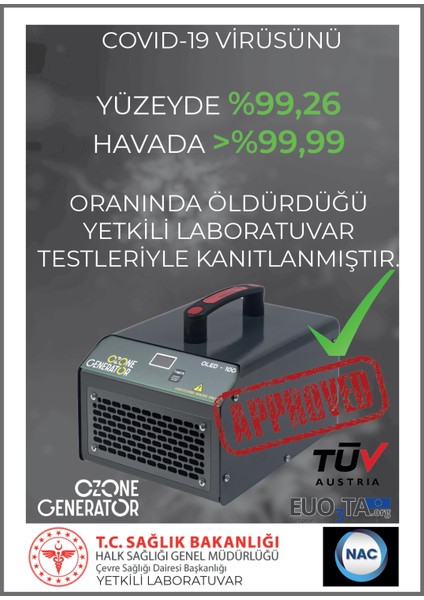 OLED10G Ozon Jeneratörü Hava ve Yüzey Sterilizasyon Cihazı