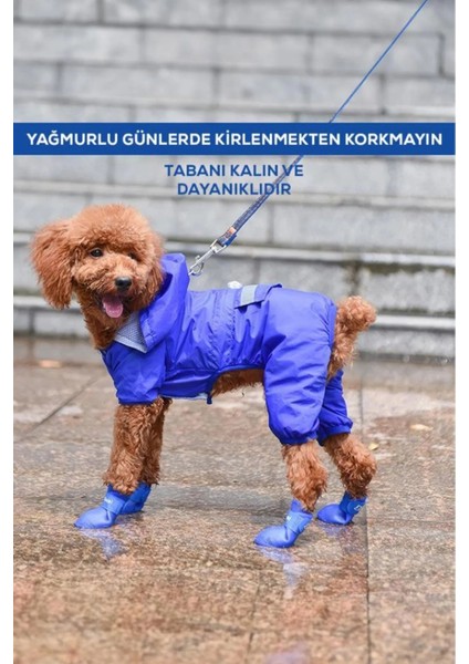 Kedi ve Köpekler İçin Pati Ayakkabısı, Silikon Kaymaz Taban Cırt Cırtlı Pati Ayakkabısı