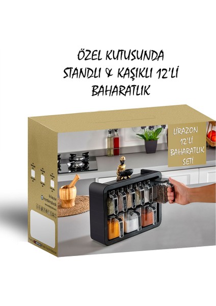 12'li Standlı Kendinden Kaşıklı Baharatlık Takımı Tezgah Üstü Baharatlık Kaşıklık Baharatlık fırsatları