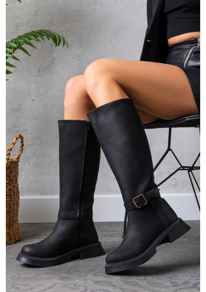 Kadın 1.sınıf Suni Deri Topuklu Çizme Tay Tüylü LEO2650