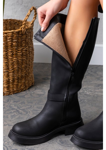 Kadın 1.sınıf Suni Deri Topuklu Çizme Tay Tüylü LEO2650 modelleri