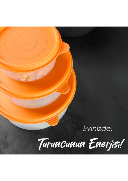 12'li Yuvarlak Gıda Saklama Kabı Seti Organizer Düzenleyici Erzak Kabı 4X250 4X600 4X1200ML Renkli