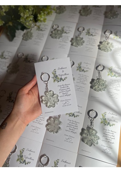 Yonca Şekilli Hediyelik Anahtarlık Nişan Söz Nikah Hediyeliği Hediyelik Anahtarlık
