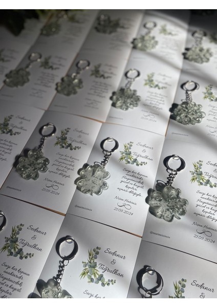 Yonca Şekilli Hediyelik Anahtarlık Nişan Söz Nikah Hediyeliği Hediyelik Anahtarlık modelleri