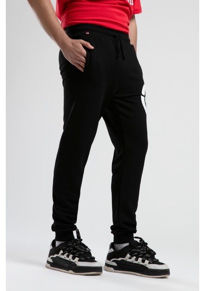 Chelsea Siyah Rahat Kesim Baskılı Loose Fit Erkek Eşofman Alt indirimleri