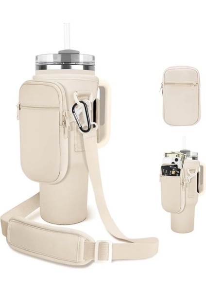 Quencher Pipetli 1.18 Lt Termos Askill Koruma Termos Kilif Çanta ve Renkli Omuz Askisi Aksesuar