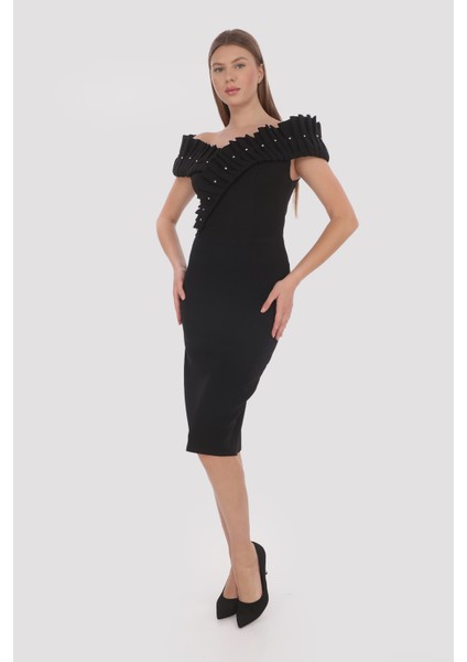 Pile Detaylı Taşlı Elbise modelleri