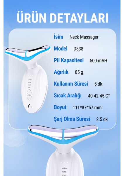 4 Modlu Led Işıklı Titreşimli Sıklaştırıcı Kırışıklk Karşıtı Ve Giderici EMS Güzellik Ve Masaj Cihazı