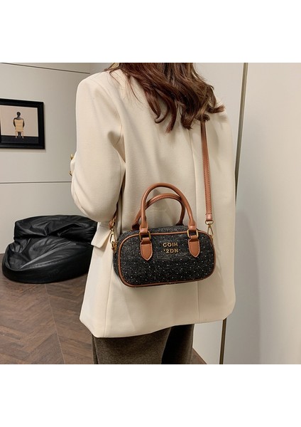 Boston Bowling Çantası Kadın 2024 Yeni Niş Taşınabilir Yastık Çanta Moda ve Çok Yönlü Omuz Crossbody Çanta (Yurt Dışından)