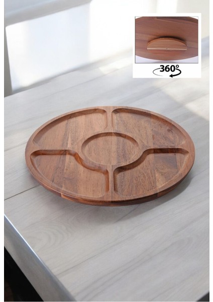 Akasya Lüx 5 Bölmeli 30 Cm Dönerli Sunum Kahvaltı Sunum Tabağı