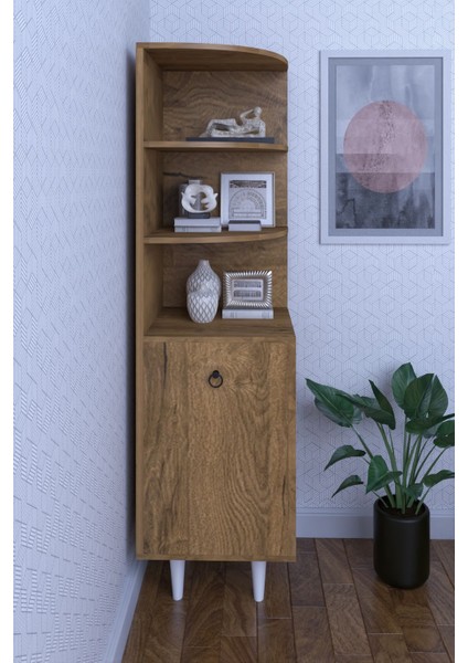 3 Raflı Tek Kapaklı Modern Ayaklı Vitrin Gümüşlük Çok Amaçlı Dolap fiyatları