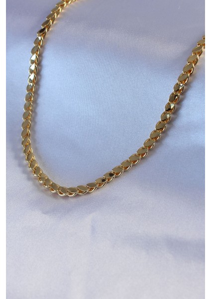 316L Çelik Gold Renk 60 cm Arpa Zincir Model Kadın Kolye - TJ-BKO7447