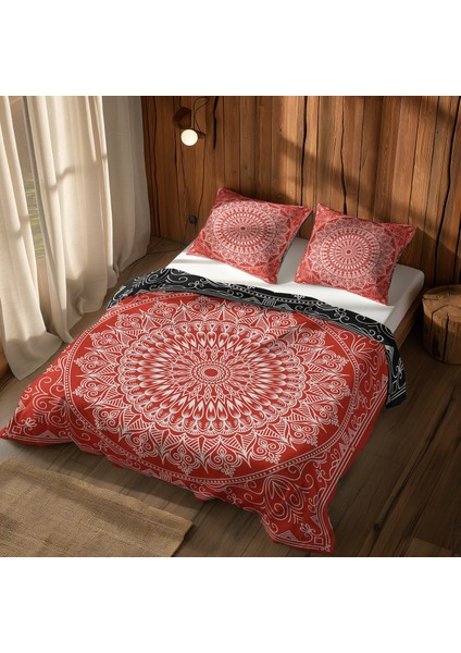 Black / Red Bohemian Mandala Çift Taraflı Nevresim Takımı - 200 cm x 220 cm modelleri