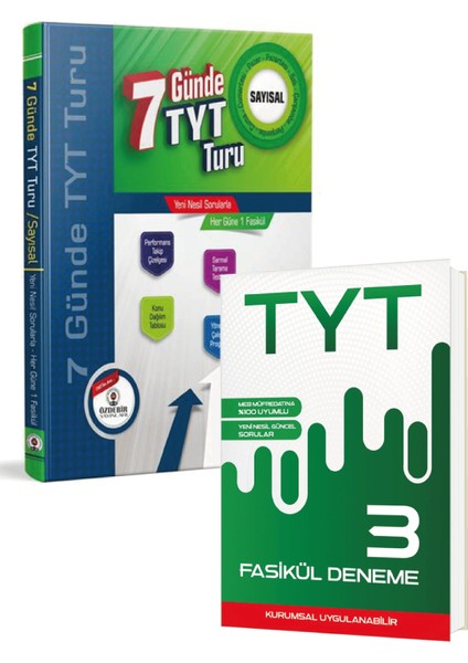 Yeni Nesil Sorularla Genel 3 Deneme ve 7 Günde Sayısal Tyt Turu Kitap Seti