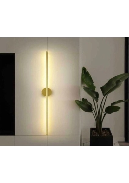 Modern Pilli Aplik Tak Çalıştır Kablosuz Ledli Aplik Eskitme Gold Pil Dahildir 70CM