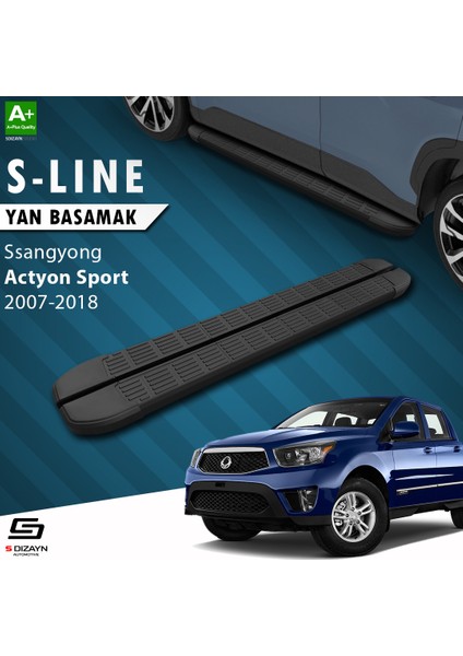 Ssangyong Actyon Sports S-Line Siyah Yan Basamak 203 Cm 2007-2018 A+ Kalite