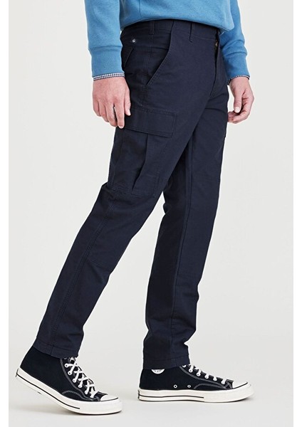 Cargo Lacivert Slim Tapered Pantolon