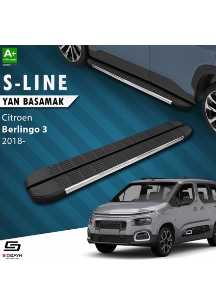 Citroen Berlingo 3 Uzun Şase S-Line Krom Yan Basamak 213 Cm 2018 Üzeri A+ Kalite