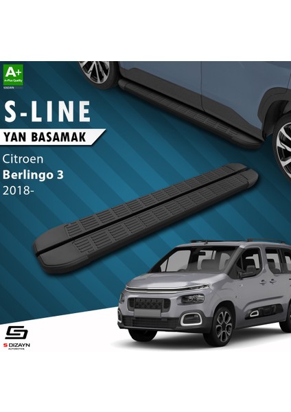 Citroen Berlingo 3 S-Line Siyah Yan Basamak 203 Cm 2018 Üzeri A+ Kalite