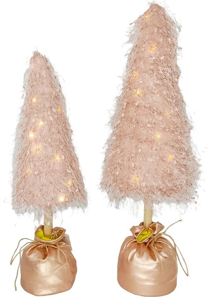 Pembe Peluş Stantlı Ağaç Dekor 12 x 12 x 46 cm