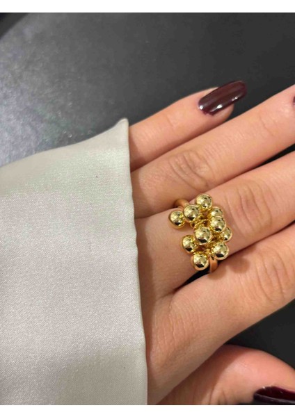 Hareketli Top Model Gold Ayarlanabilir Yüzük