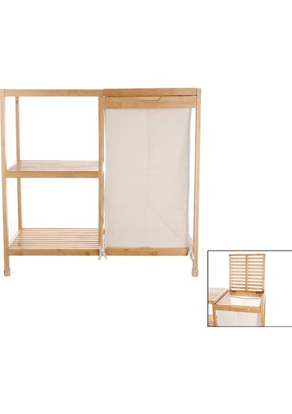 Bambu Kirli Çamaşır Sepeti Banyo Düzenleme Dolabı Raflı Banyo Organizeri fiyatları