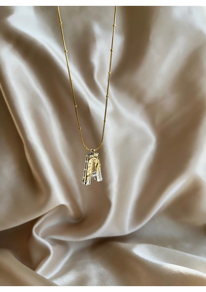A Harf Gold-Silver Çelik Kolye